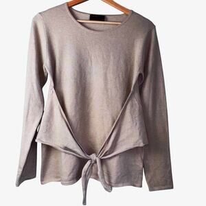 Kerisma Tan Long Sleeve Sweater with Front Tie Accent | Size Small